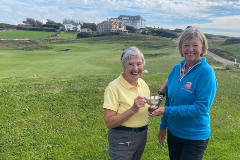 Diane receives her Medal Winners Cup honours at Thurlestone Golf Club