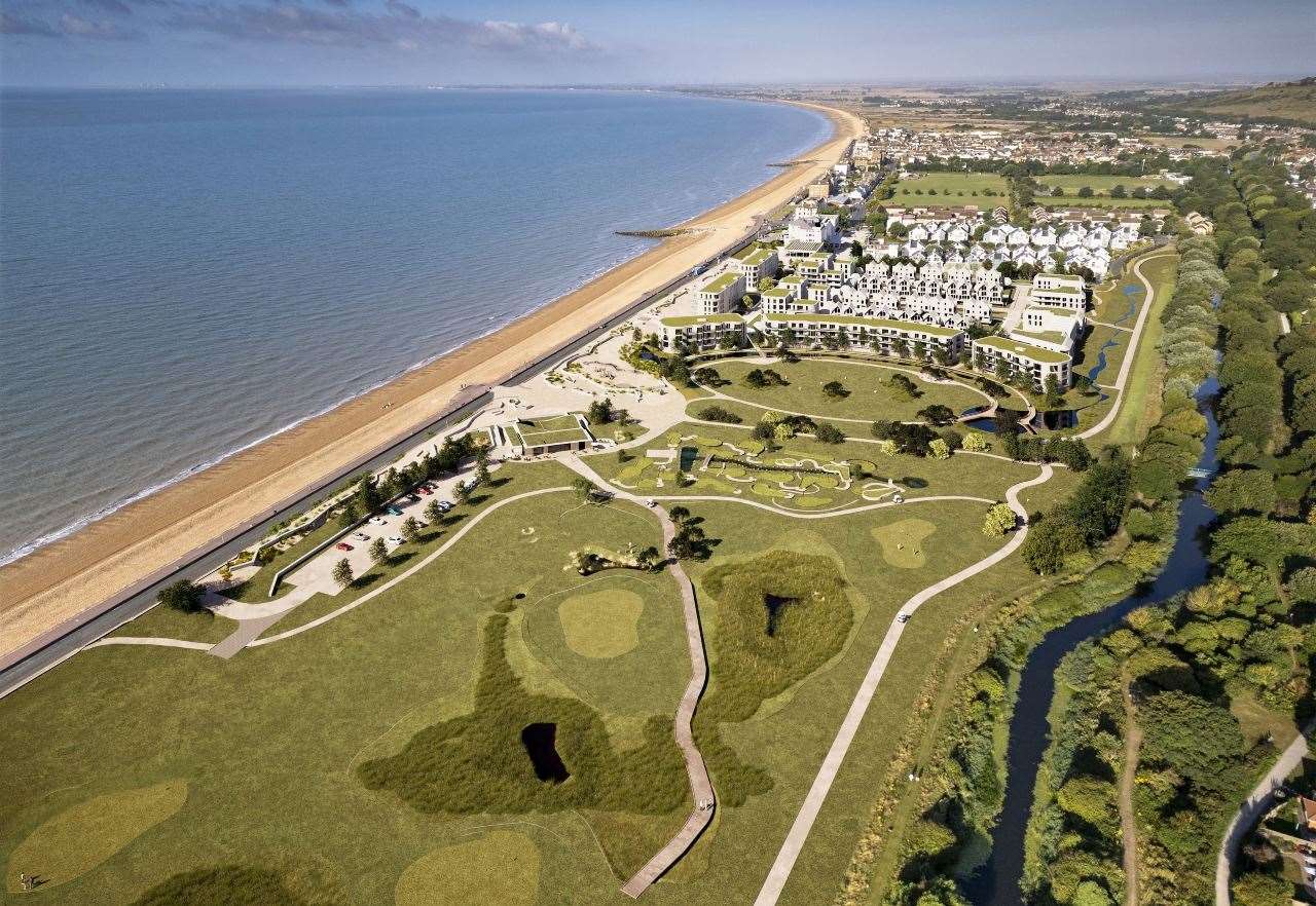 How the 291-home development planned for Hythe Golf Club could look; part of the nine-hole par-three academy course is in the foreground. Picture: GSE Group