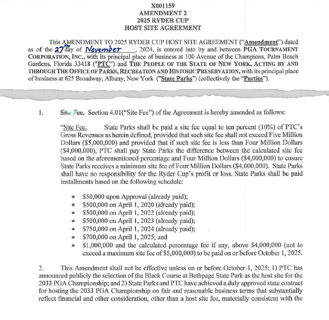 PGA amended contract