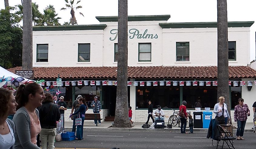 Downtown street in Carpinteria, California.