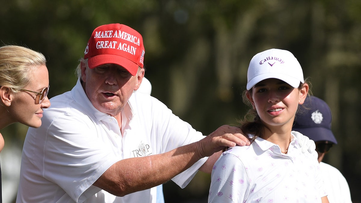Donald Trump plays golf with granddaughter Kai Trump in Florida on October 27, 2022