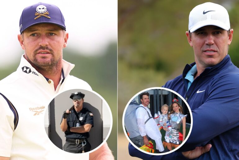 Bryson DeChambeau And Brooks Koepka Among Golf Stars Celebrating Halloween Bryson DeChambeau and Brooks Koepka look on, with various Halloween pictures in circles