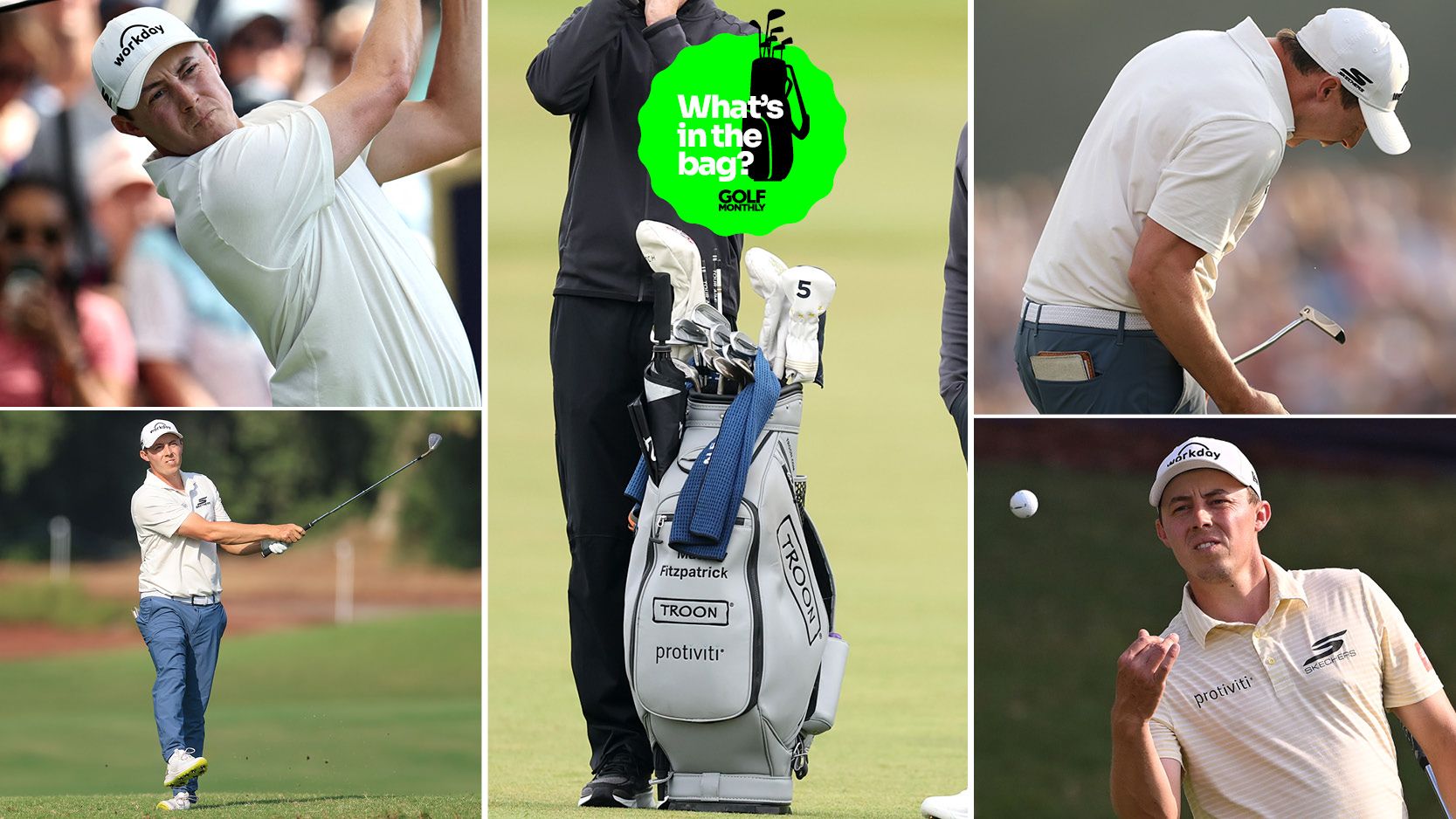 10-Year-Old Irons And A Prototype Bettinardi Putter: Matt Fitzpatrick’s Interesting DP World Tour Championship Winning WITB Matt Fitzpatrick's golf bag with various pictures of him around it