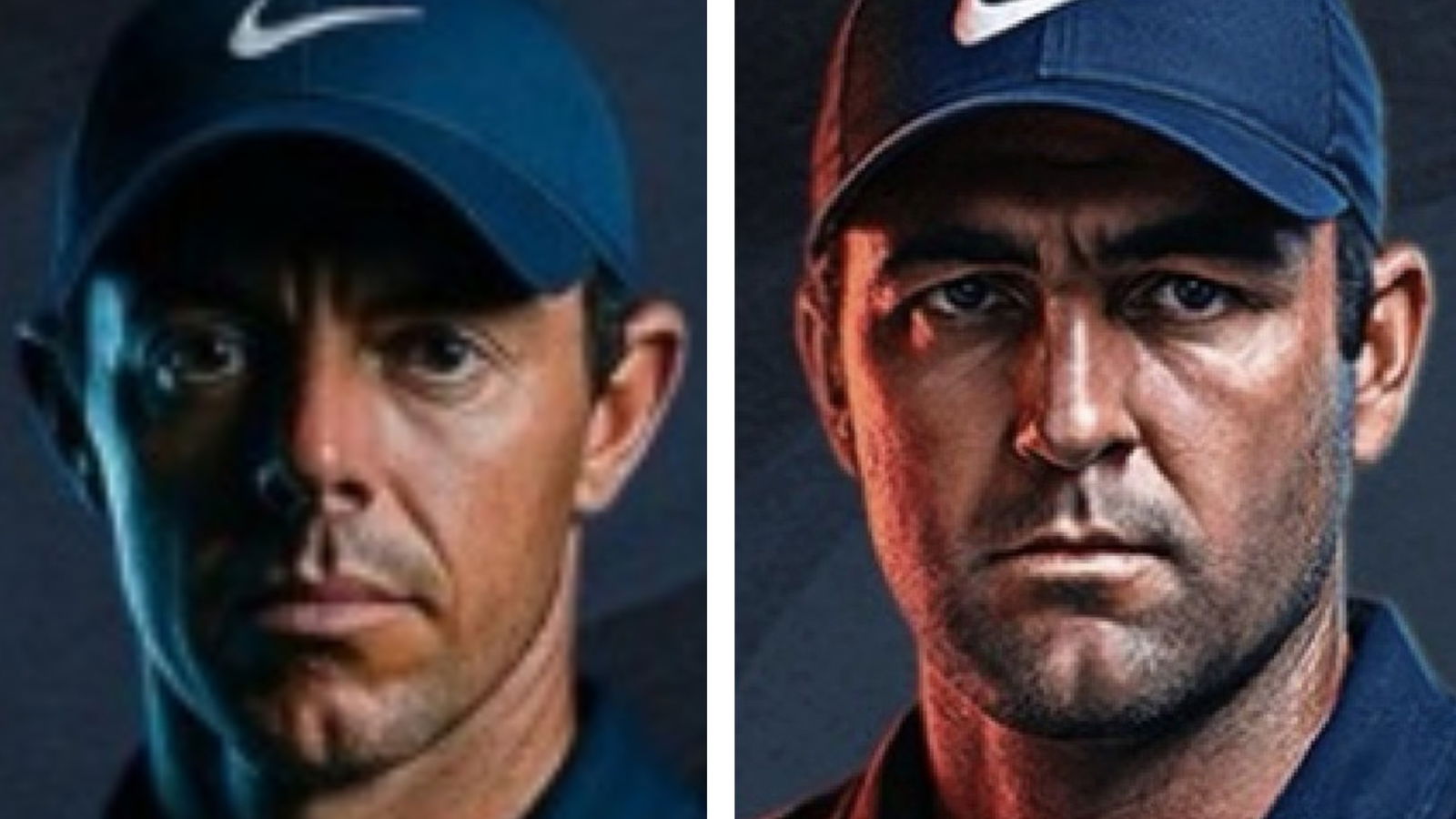Golf fans stunned by ‘AI’ faces of Rory McIlroy and Scottie Scheffler on Golf Channel poster AI McIlroy, AI Scheffler (Optum Golf Channel Games)