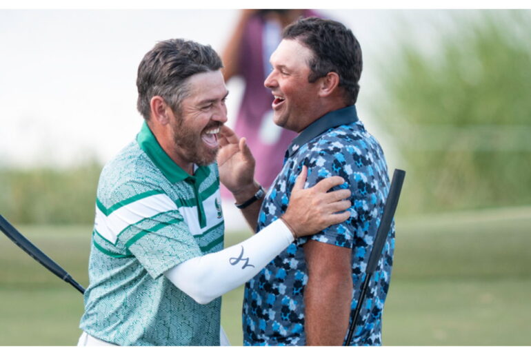 Patrick Reed laughs with Louis Oosthuizen [LIV Golf]