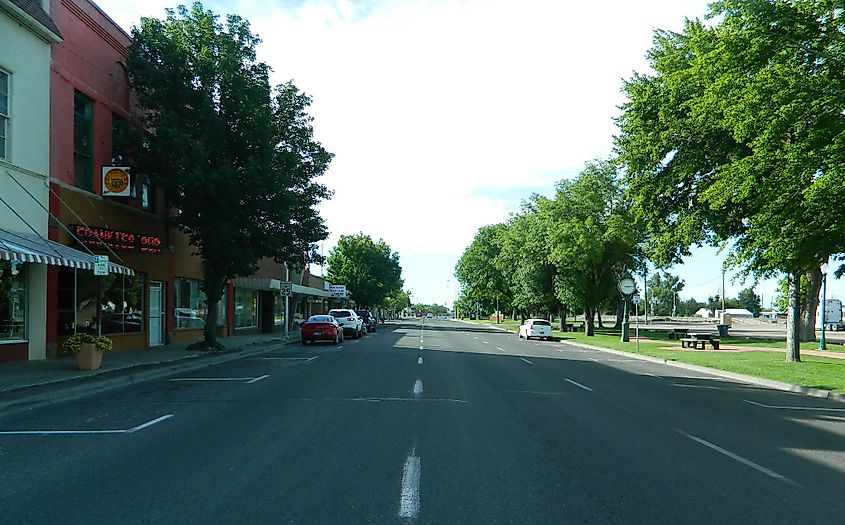 A main street in the city. 