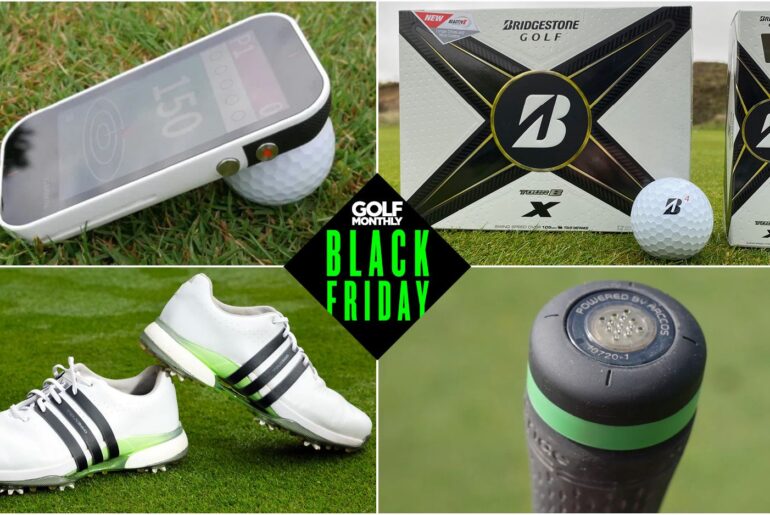 A Black Friday graphic with four pictures around it