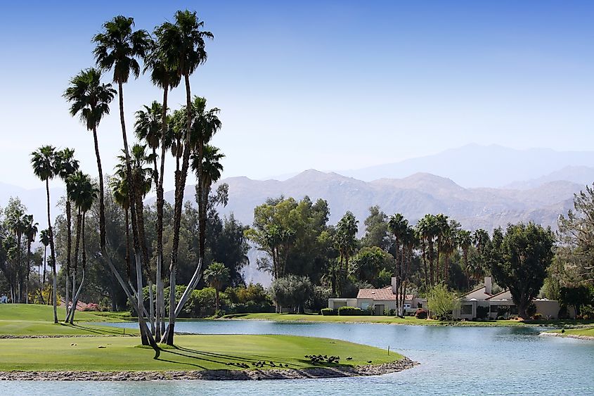 View of the golf course in Rancho Mirage, California.