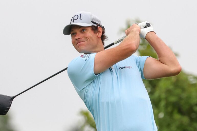 July 24th, 2025: Adam Schenk of the United States hits his shot on the first tee during the first round of the 3M Open 2025 at TPC Twin Cities on July 24, 2025 in Blaine, Minnesota. Steven Garcia-CSM (Credit Image: .. Steven Garcia/Cal Sport Media) (Cal Sport Media via AP Images)