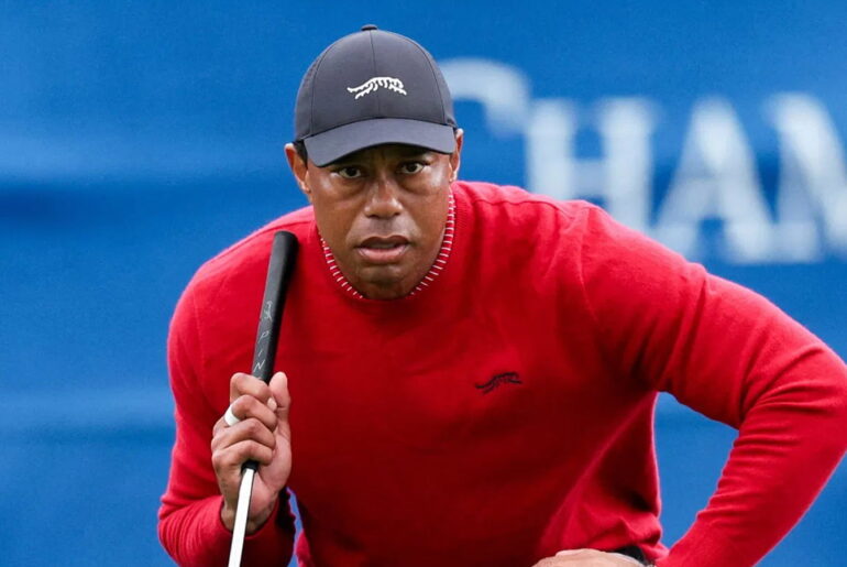 Tiger Woods in play with his trusted Scotty Cameron Putter