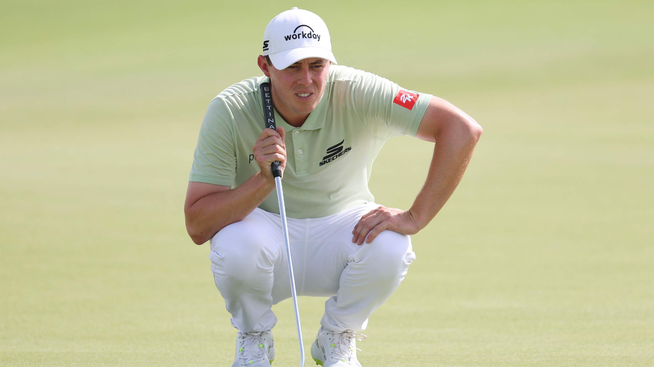 Matt Fitzpatrick lines up a putt