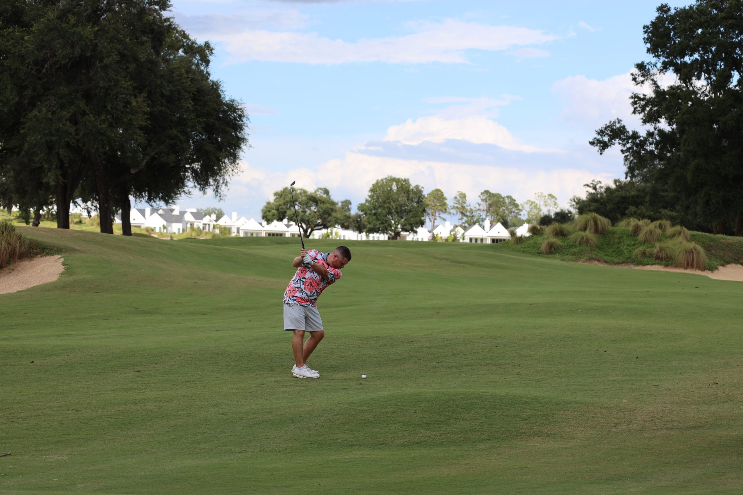 Jake Morrow hits his approach from the fairway at Player's Cup 2025