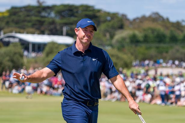 Rory McIlroy acknowledges the crowd at Royal Melbourne