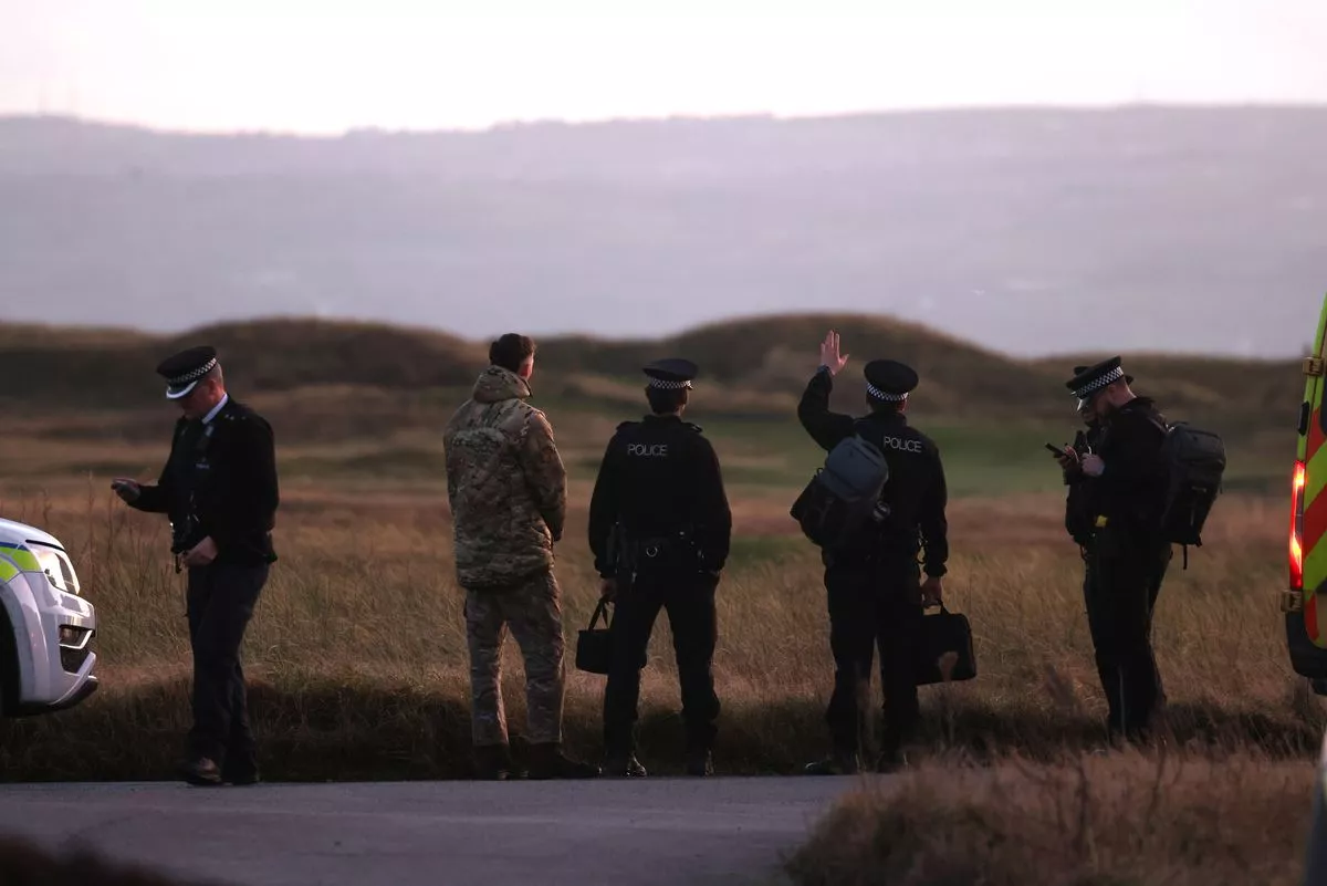 The Army Bomb Squad perform a controlled explosion at Royal Liverpool Golf Club in Hoylake this afternoon