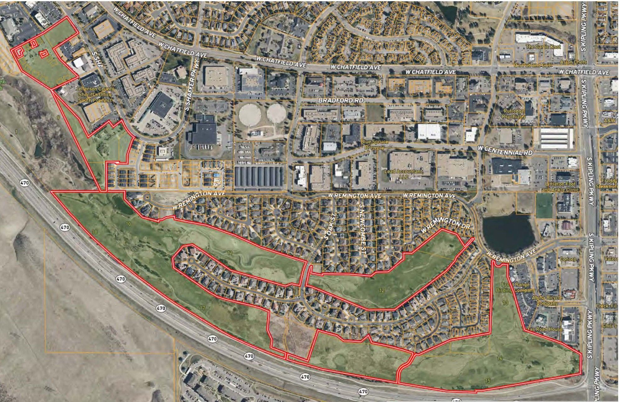 An outlined map of the for-sale property