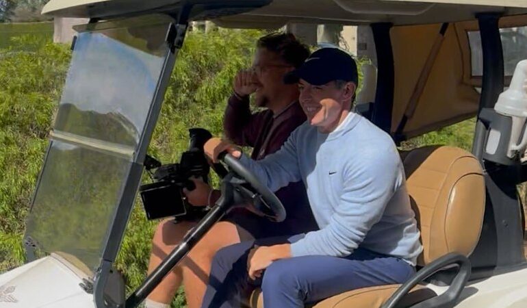 Rory McIlroy steps onto the course at Royal Melbourne ahead of Australian Open