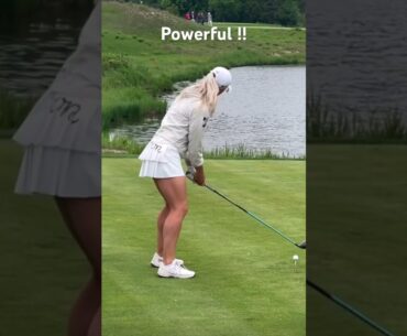 She generates a lot of power. #girlgolfers #golf