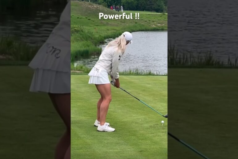 She generates a lot of power. #girlgolfers #golf