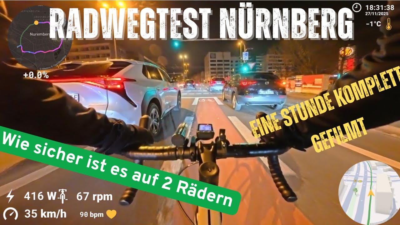 Wie gut und sicher ist Nürnberg’s Radweg um die Stadt? Test im Feierabendverkehr Wie gut und sicher ist Nürnberg's Radweg um die Stadt? Test im Feierabendverkehr
