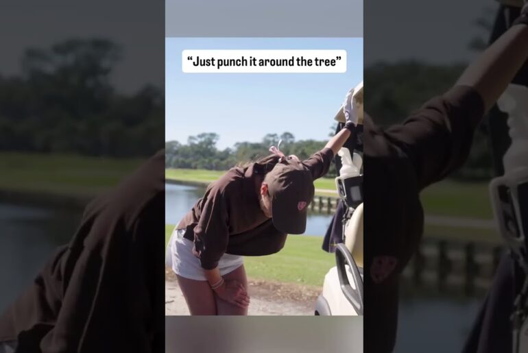 “Just punch it around the tree..” #golfer #golfdomgolf #golfgirls #golfgirlgames #golfswing