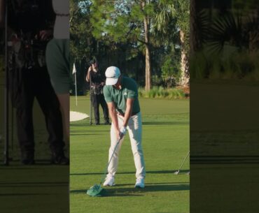 "Tiger, this one's just for you." Collin Morikawa got to hit some stingers in front of Tiger Woods.