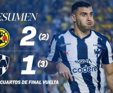 AMÉRICA 2(2)-(3)1 RAYADOS | ¡Monterrey está en Semifinales con gol dramático de Berterame! | A2025