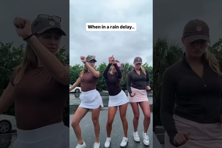Rain means make tiktoks #noobsplaygolf #golfer #golfdomgolf #golfgirlgames #golfswing
