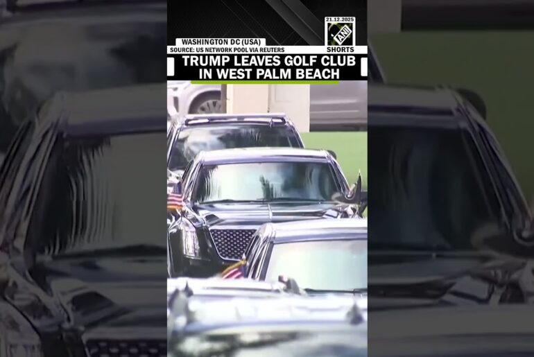 US President Donald Trump seen leaving Florida golf course near Mar-a-Lago resort