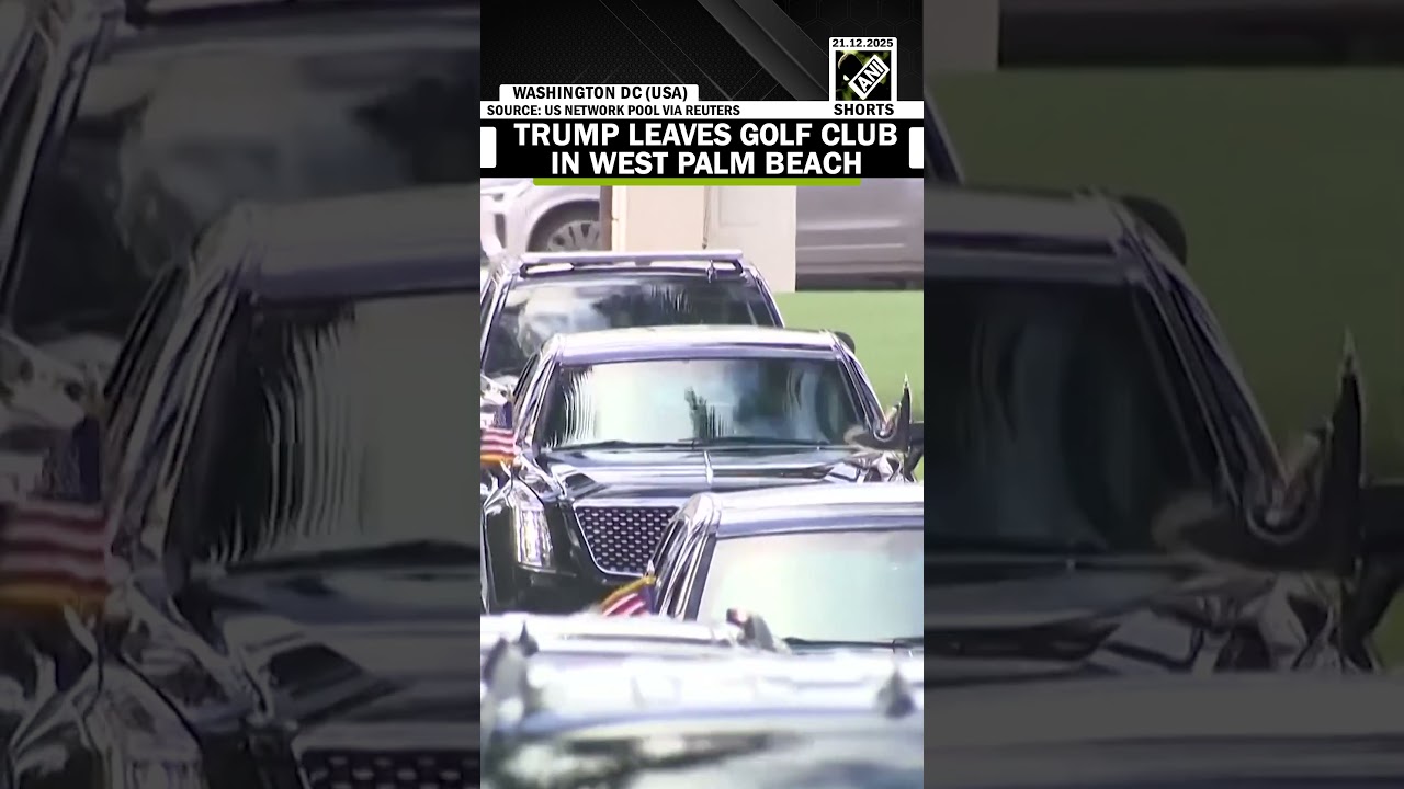US President Donald Trump seen leaving Florida golf course near Mar-a-Lago resort