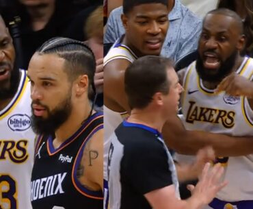 LeBron James gets SO HEATED after Dillon Brooks hit the ball at him 😳