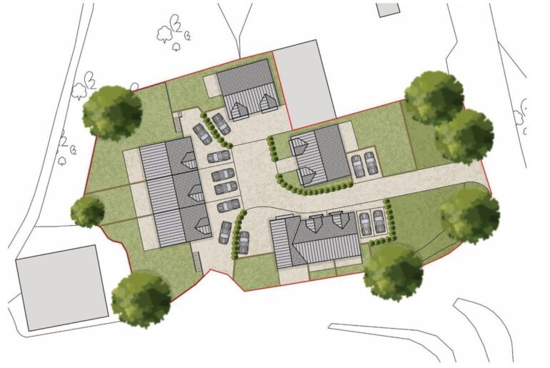 The proposed plan to build up eight affordable homes off Terrick Road in Whitchurch. Picture: BA Architects