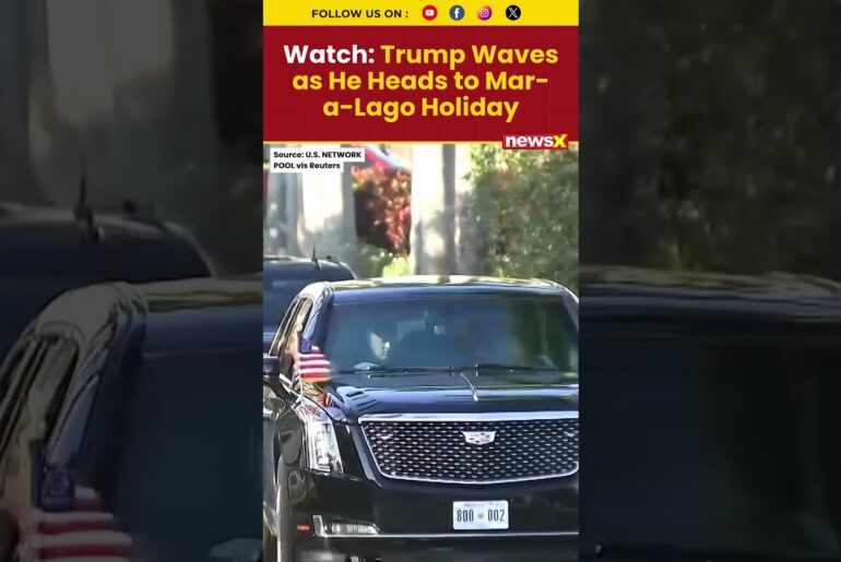 #watch | Trump Waves Goodbye at Golf Course Before Mar-a-Lago Holiday Retreat #trump #shorts #video