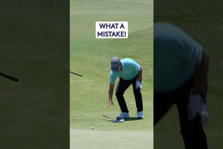Golfer DROPS his club onto his ball 👀
