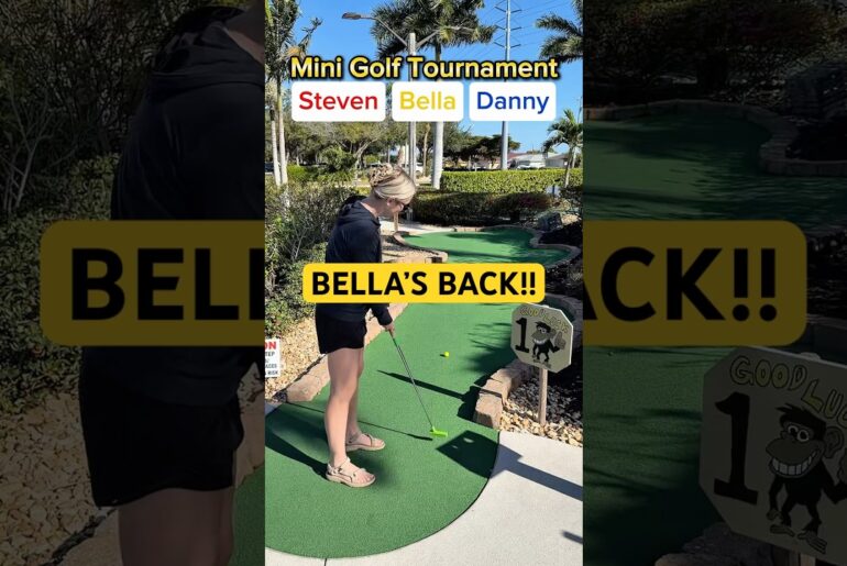 BELLA’S BACK! Mini Golf Tournament #1 (Hole 1) #golf #minigolf #viral #sports #puttputt #tournament