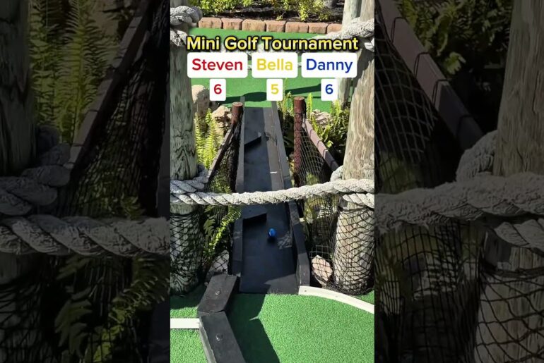 BELLA’S BACK! Mini Golf Tournament #1 (Hole 4) #golf #minigolf #viral #sports #puttputt #tournament