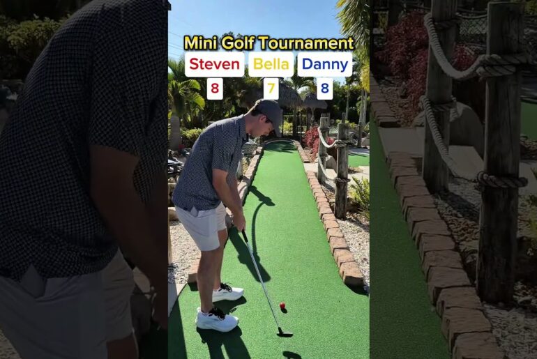 BELLA’S BACK! Mini Golf Tournament #1 (Hole 5) #golf #minigolf #viral #sports #puttputt #tournament