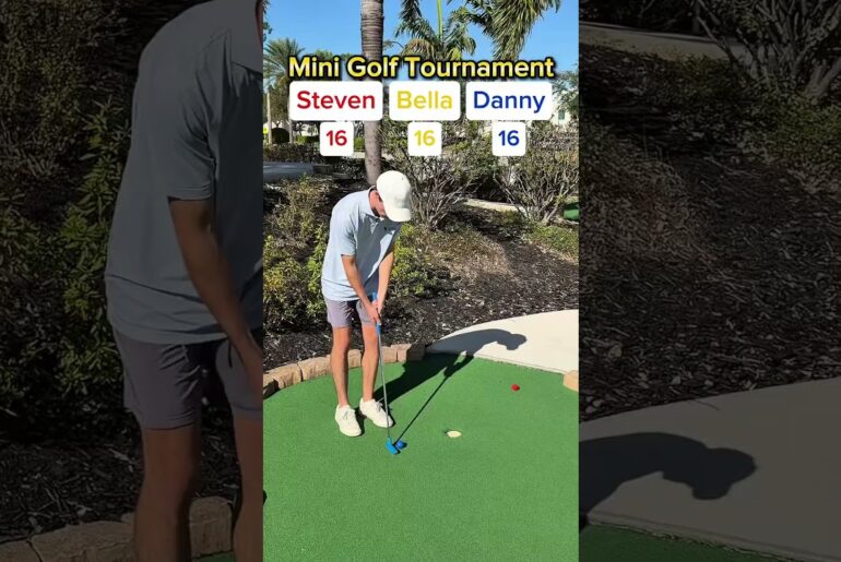 BELLA’S BACK! Mini Golf Tournament #1 (Hole 9) #golf #minigolf #viral #sports #puttputt #tournament