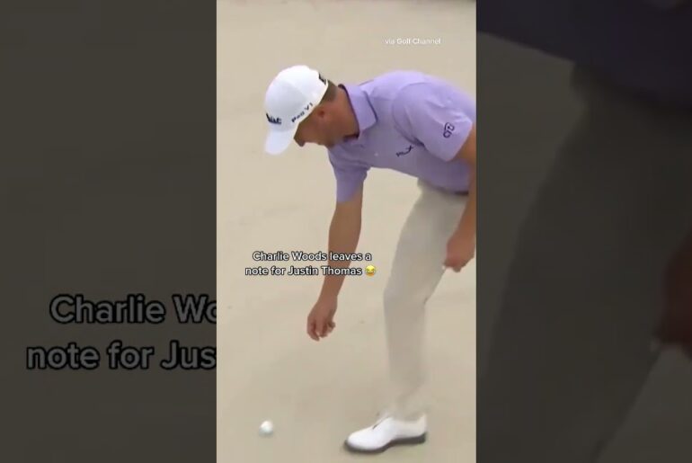Charlie Woods leaves a note for Justin Thomas ⛳😭