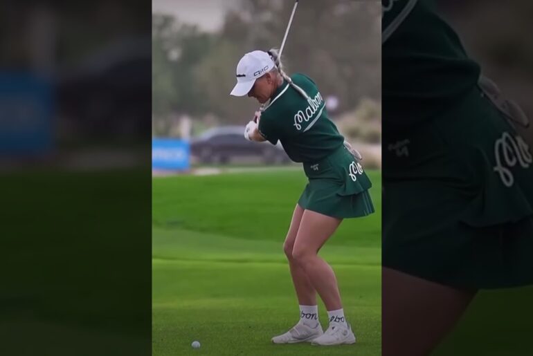Nice solid swing. What do you think ? #girlgolfers #golfswing #golf