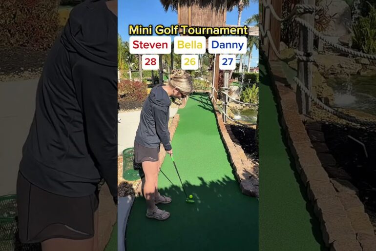 BELLA’S BACK! Mini Golf Tournament #1 (Hole 14) #golf #minigolf #viral #sports #puttputt #tournament