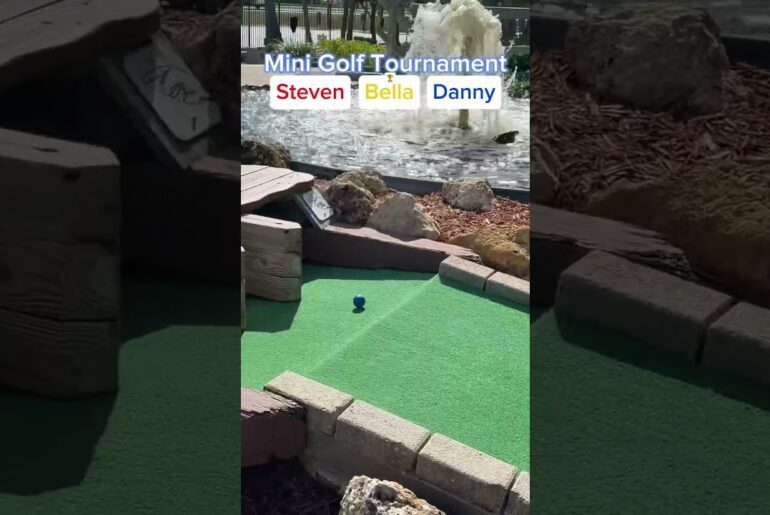 Mini Golf Tournament #2 (Hole 1) BELLA’S BACK! #golf #minigolf #viral #sports #puttputt #tournament