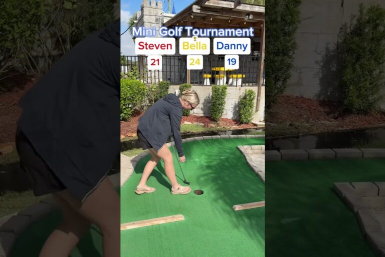 Mini Golf Tournament #2 (Hole 9) BELLA’S BACK! #golf #minigolf #viral #sports #puttputt #tournament