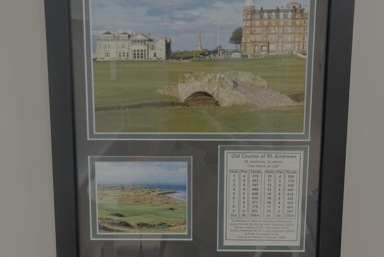 This framed St Andrews thing was hanging in the clinic where I got my flu shot today... but the photo in the bottom left is of Kingsbarns.