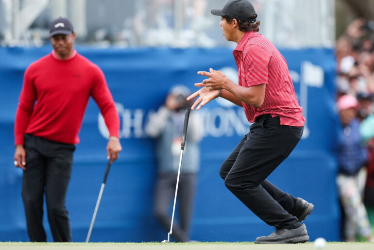Tiger Woods and Charlie Woods at the PNC Championship