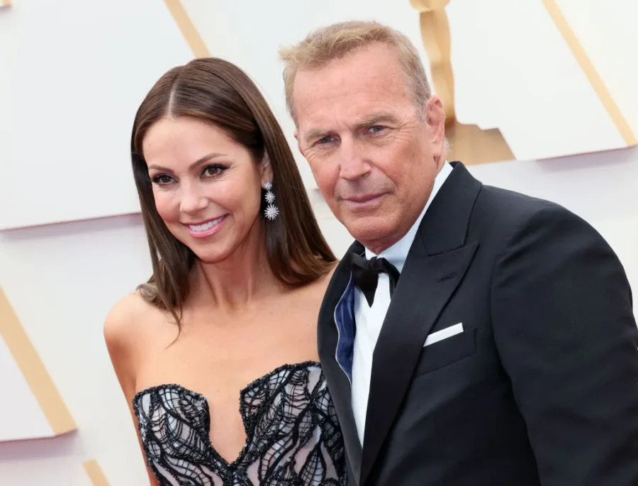Christine Baumgartner and Kevin Costner attend the 94th Annual Academy Awards at Hollywood and Highland on March 27, 2022 in Hollywood, California. (Photo by David Livingston/Getty Images)