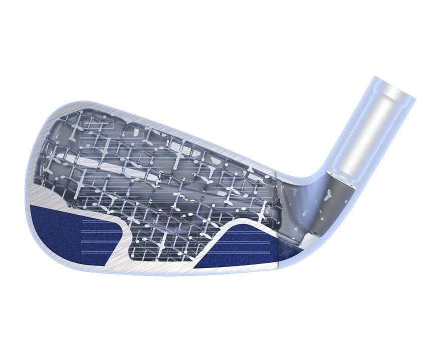 The Cobra 3DP Tour irons have an internal lattice that reduces weight in the middle of the head that is impossible to create by casting, forging or milling.