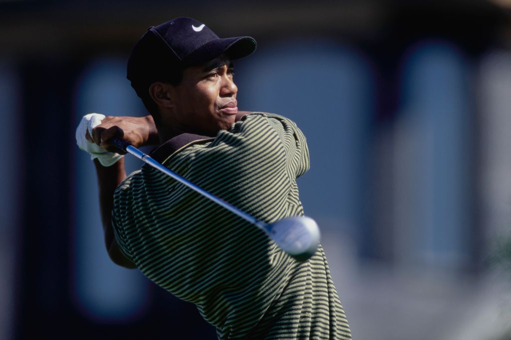 Tiger Woods of the United States on his way to his first professional golf tournament win at the PGA Las Vegas Invitational on 5th October 1996