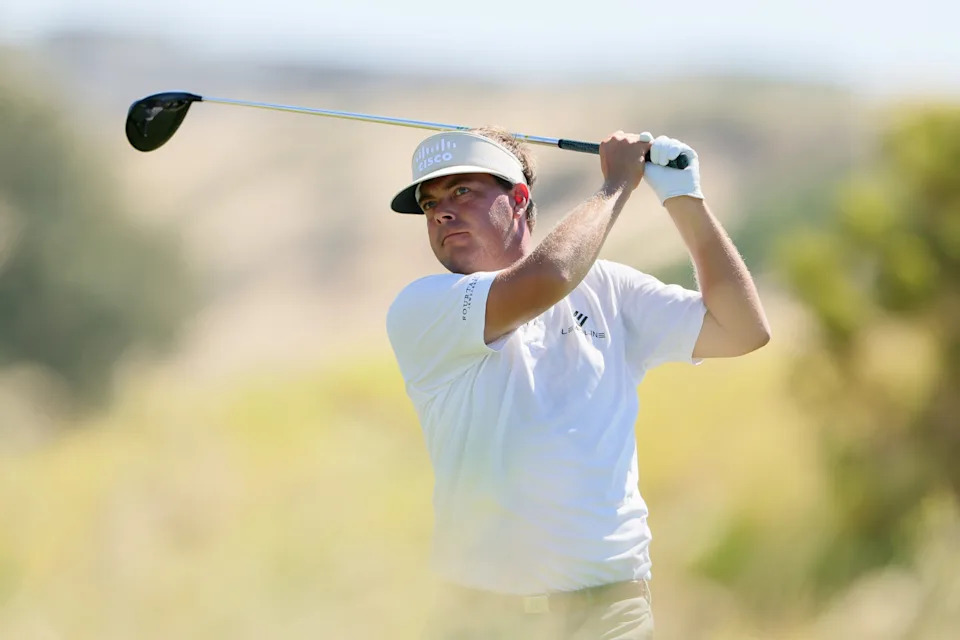 Keith Mitchell of the United States plays his shot from the sixth tee during the first round of the World Wide Technology Championship 2025 at El Cardonal at Diamante on November 06, 2025 in Cabo San Lucas, Mexico.