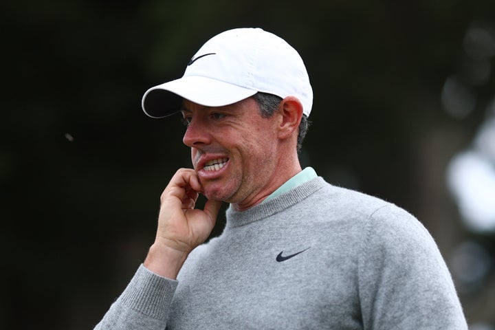 MELBOURNE, AUSTRALIA - DECEMBER 06: Rory McIlroy of Northern Ireland reacts on the second hole on day three of the Crown Australian Open 2025 at The Royal Melbourne Golf Club on December 06, 2025 in Melbourne, Australia. (Photo by Josh Chadwick/Getty Images)