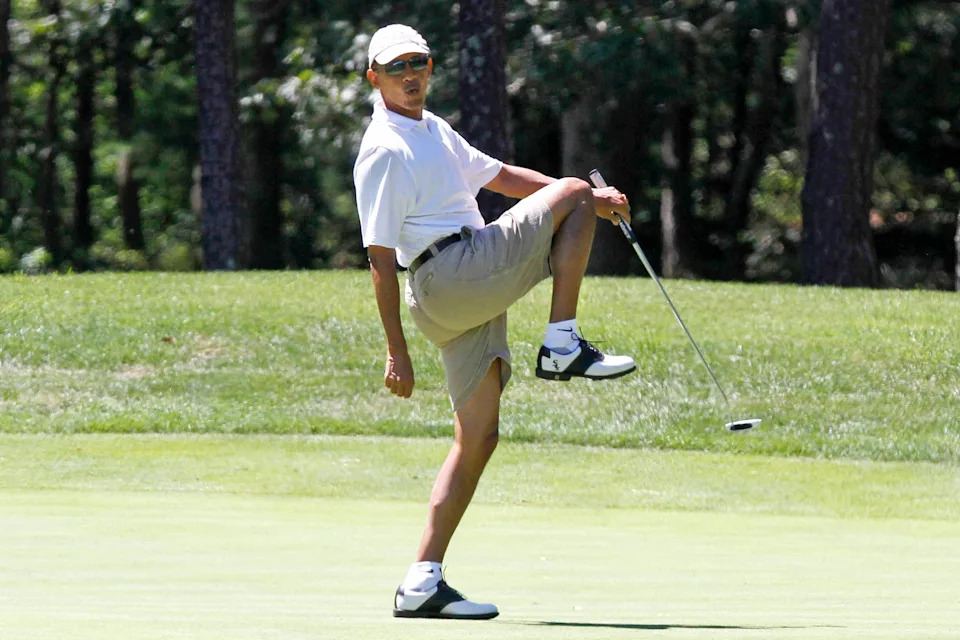 President Barack Obama golfs on Martha's Vineyard in 2013. / Jacquelyn Martin/AP